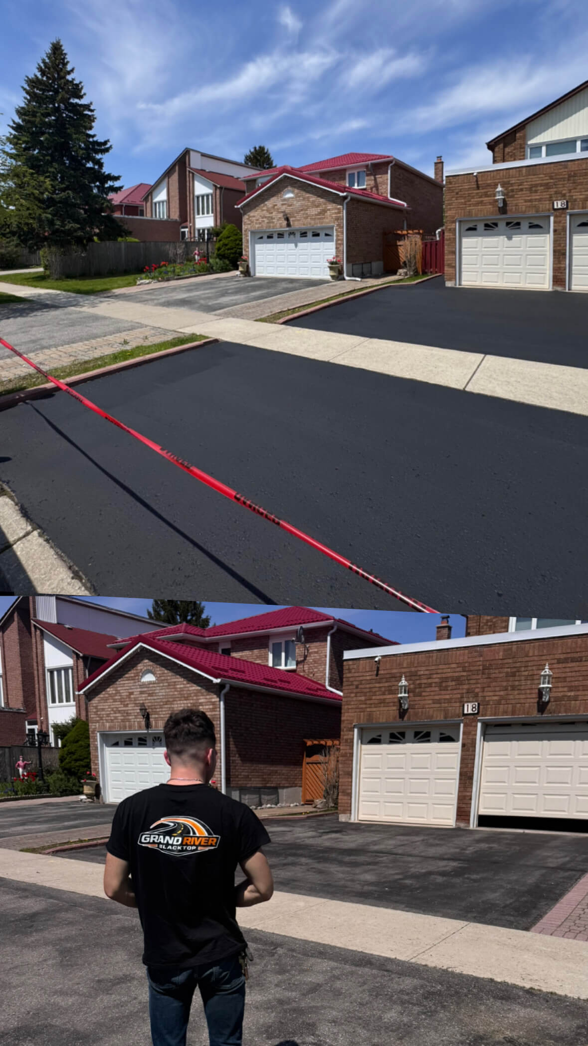 Before and after driveway sealing result