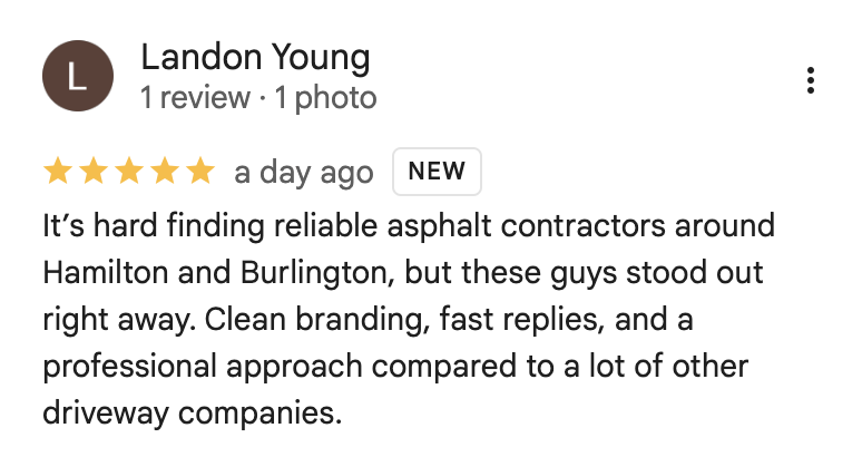 Google review from Landon Young